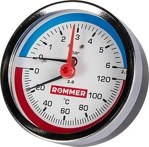 Термоманометр аксиальный Rommer 80мм 6 бар 120°С ½&quot; RIM-0005-800615, 4