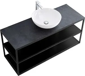 Консоль с умывальником подвесная Cezares Cadro 120 чёрный CADRO-120/46/58-2C-SO-MET-ST+ Консоль с умывальником подвесная Cezares Cadro 120 чёрный CADRO-120/46/58-2C-SO-MET-ST+, 1