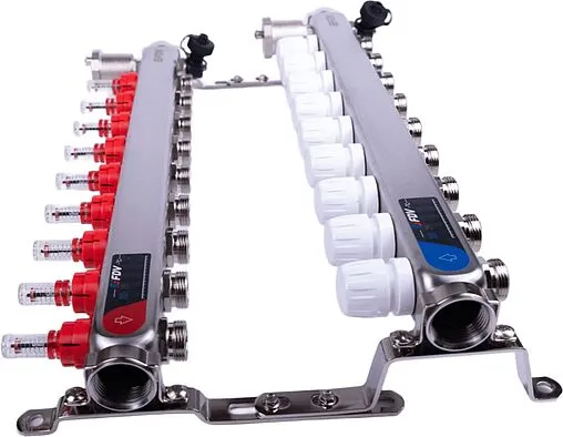 Группа коллекторная с расходомерами 9 отводов 1&quot;в/в x ¾&quot;ек FDV S1103C-2/9