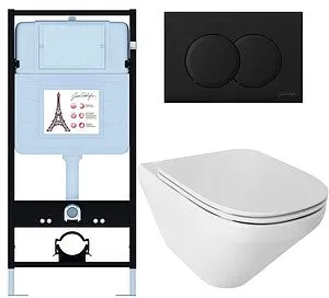 Комплект 6 в 1 Jacob Delafon Modern Life E21775RU-BL с кнопкой E36496-BL черный матовый, 1