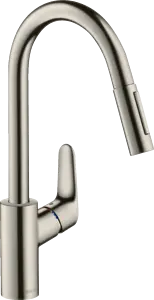 Смеситель для кухни с выдвижным изливом Hansgrohe Focus M41 240 2jet под сталь 31815800, 1