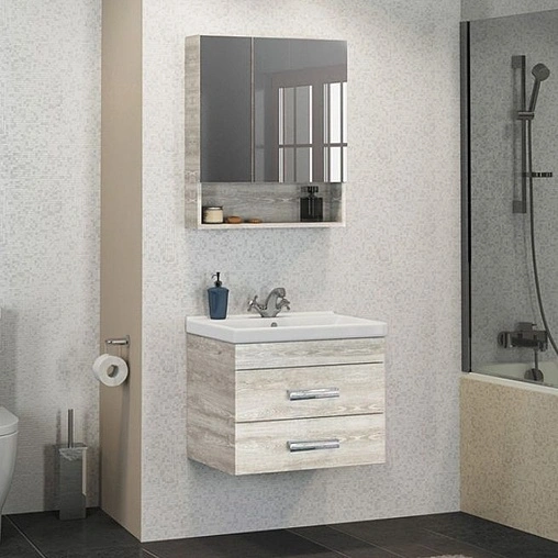 Тумба-умывальник подвесная Comforty Никосия 60П дуб белый 00004138879CF