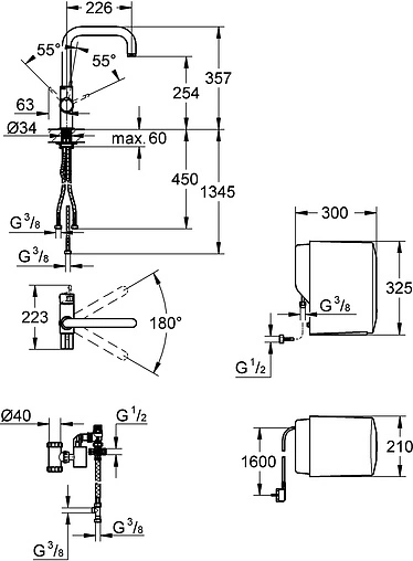 Смеситель для кухни со встроенным нагревом воды Grohe Red Duo хром матовый 30145DC0