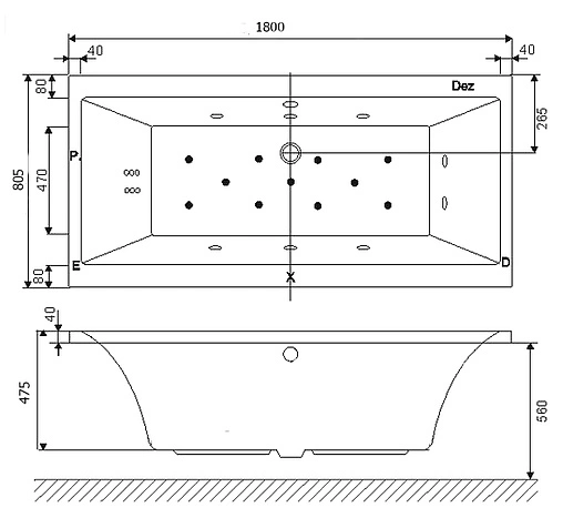 Ванна акриловая Excellent Pryzmat 180x80 WAEX.PRY18WH