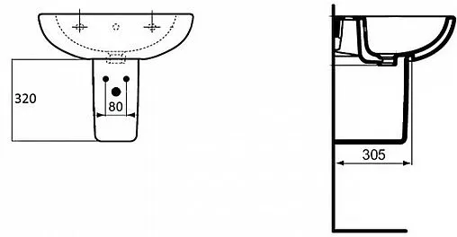 Полупьедестал Ideal Standard Tesi белый T033401