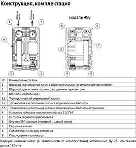 Насосный модуль с прямым контуром 1"в х 1"в Uni-Fitt 490S2500 с насосом Uni-Fitt SCP 25/60 180 Насосный модуль с прямым контуром 1"в х 1"в Uni-Fitt 490S2500 с насосом Uni-Fitt SCP 25/60 180, 3