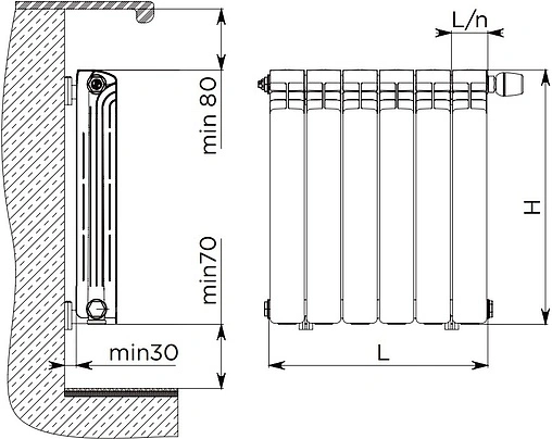 Радиатор алюминиевый 12 секций Gekon gal50012