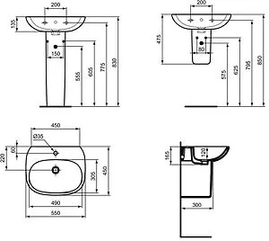 Раковина Ideal Standard Tesi 55 белый T352301, 2