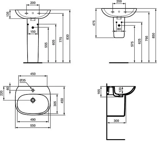 Раковина Ideal Standard Tesi 55 белый T352301