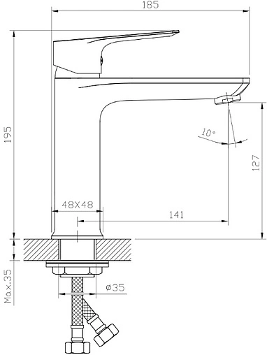 Смеситель для раковины Rossinka хром RS27-13