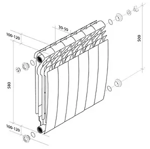 Радиатор алюминиевый 4 секции Royal Thermo BiLiner Alum 500 Silver Satin RTBASS50004 Радиатор алюминиевый 4 секции Royal Thermo BiLiner Alum 500 Silver Satin RTBASS50004, 3
