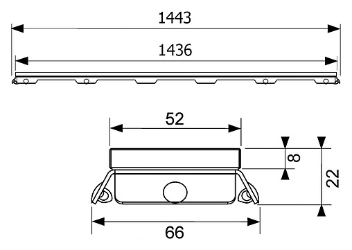 Решетка для лотка 1443мм TECEdrainline Glass 601592 Решетка для лотка 1443мм TECEdrainline Glass 601592