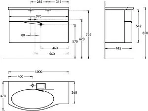 Тумба-умывальник подвесная Kerama Marazzi Riva 100 L белый RV.100LhWHT.M+RV.wb.100Lh Тумба-умывальник подвесная Kerama Marazzi Riva 100 L белый RV.100LhWHT.M+RV.wb.100Lh, 2