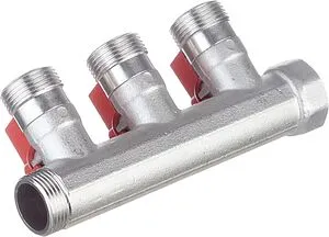 Коллектор запорный проходной 3 отвода красный ¾"в/н x ¾"ек Henco VB050503-ROOD Коллектор запорный проходной 3 отвода красный ¾"в/н x ¾"ек Henco VB050503-ROOD, 2