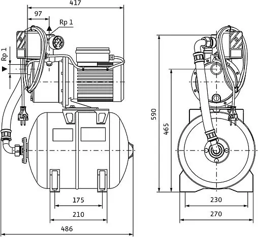 Станция автоматического водоснабжения Wilo Jet HWJ 20 L 204 EM R 2451057