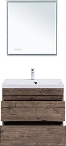 Тумба-умывальник подвесная Aquanet Нота New 75 дуб веллингтон/табак 00334192+00281221