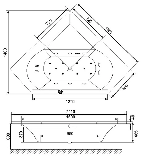Ванна акриловая Excellent Supreme 150x150 WAEX.SUP15WH