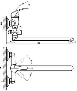 Смеситель для ванны с длинным изливом Gross Aqua Mini хром 7210213-35F Смеситель для ванны с длинным изливом Gross Aqua Mini хром 7210213-35F, 2