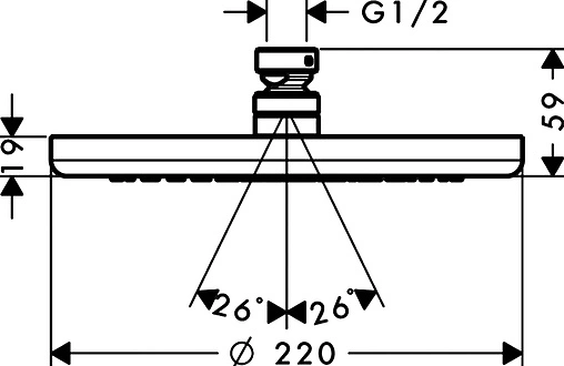 Лейка верхнего душа Hansgrohe Croma 220 1jet хром 26464000