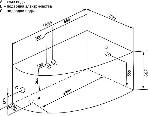 Ванна акриловая Aquanet Augusta 170x90 R 00203905