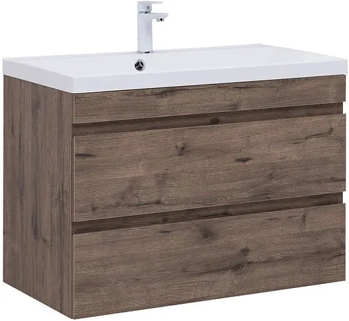 Тумба под умывальник подвесная Aquanet Нота New 90 дуб веллингтон/табак 00334193