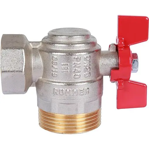 Кран шаровый с американкой угловой 1&quot;в x 1&quot;н Rommer RBV-0006-0610225