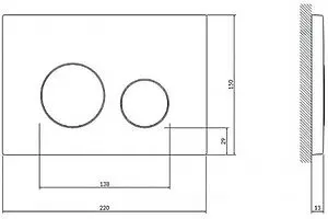 Клавиша смыва для унитаза Cersanit Twins 63524 матовое золото Клавиша смыва для унитаза Cersanit Twins 63524 матовое золото, 2
