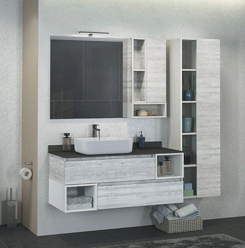 Шкаф-зеркало Comforty Прага 120 дуб белый 00004136262CF