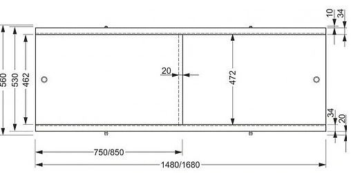 Панель для ванны фронтальная Cersanit Universal/2 150 белый PA-TYPE2*150-W