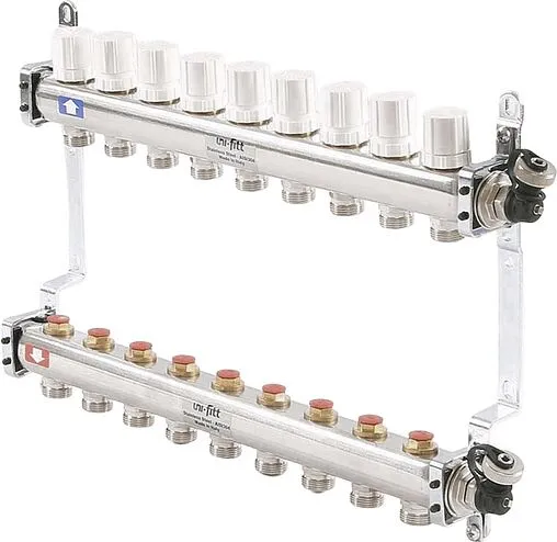 Группа коллекторная распределительная 9 отводов 1&quot;в/в x ¾&quot;ек Uni-fitt 451I4309