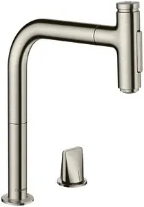 Смеситель для кухни с выдвижным изливом Hansgrohe Metris Select M71 200 1jet sBox под сталь 73818800, 1
