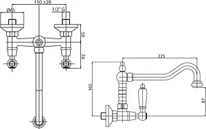 Смеситель для кухни настенный Cezares First золото FIRST-LLP-03/24-M, 2