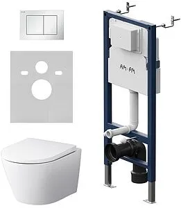 Комплект 6 в 1 Am.Pm Sense FlashClean IS90201.741701 с кнопкой белый глянцевый, 1