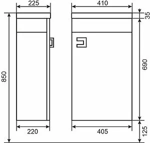 Тумба-умывальник подвесная Uperwood UPD Vizo 40 белый 291020251 Тумба-умывальник подвесная Uperwood UPD Vizo 40 белый 291020251, 2