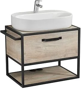 Тумба-умывальник подвесная Aquaton Лофт Фабрик 65 дуб эндгрейн 1A2423K0LTDU0, 1