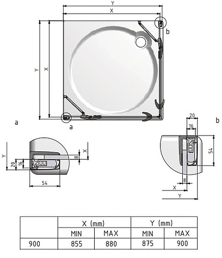 Душевая дверь 900мм прозрачное стекло Roltechnik Elegant Line GDO1/900 P 132-900000P-00-02