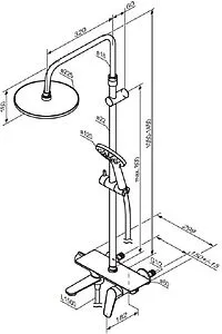 Душевая система со смесителем для ванны Damixa Jupiter чёрный матовый 977730300, 2