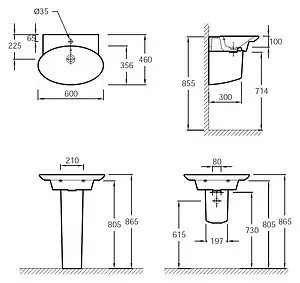 Раковина Jacob Delafon Presquile 60 белый E4438-00, 2