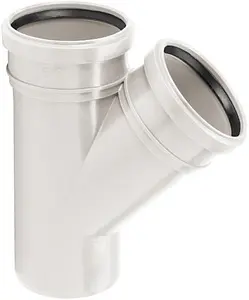 Тройник внутренний бесшумный D=110x110мм Угол 45° Uponor Decibel 1000217 Тройник внутренний бесшумный D=110x110мм Угол 45° Uponor Decibel 1000217, 1