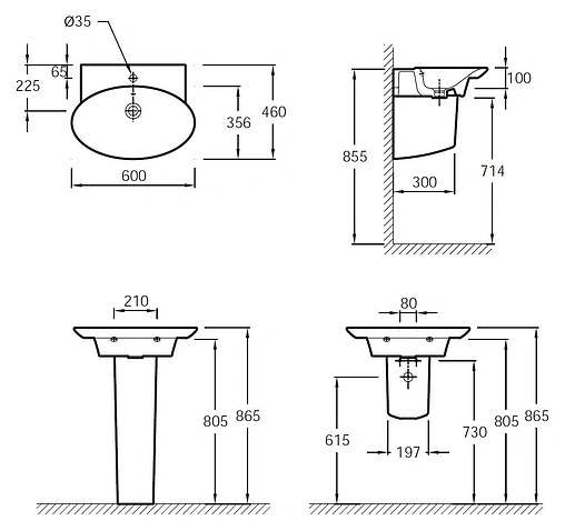 Раковина Jacob Delafon Presquile 60 белый E4438-00