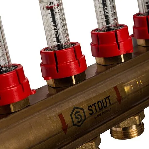 Группа коллекторная с расходомерами 7 отводов 1&quot;в/в x ¾&quot;ек Stout SMB 0473 000007