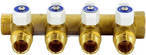 Коллектор запорный проходной 4 отвода ¾&quot;в/н x ½&quot;н Uni-fitt 420G3240