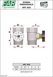Тройник коллекторный с термометром (0-80°С) 1"н x 1"в Far FK 3432 1 Тройник коллекторный с термометром (0-80°С) 1"н x 1"в Far FK 3432 1, 2