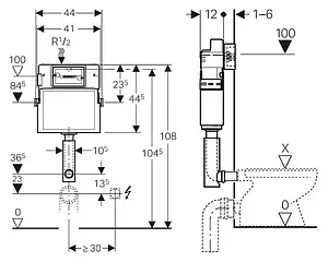 Смывной бачок скрытого монтажа Geberit Delta 12 109.100.00.1, 4