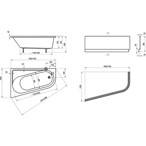 Панель для ванны фронтальная левая Ravak CHROME 160x105 L белый CZA5100A00