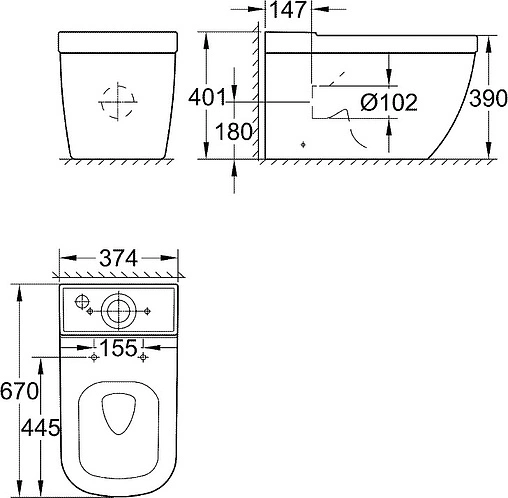 Унитаз-компакт безободковый Grohe Euro Ceramic белый
