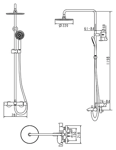 Душевая система с термостатом для ванны Bravat Waterfall хром F639114C-A2-RUS