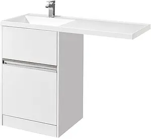 Тумба-умывальник напольная над стиральной машиной Aquaton Лондри 120 L белый 1A2359K1LH010, 1