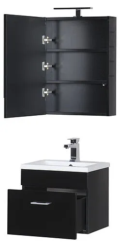 Шкаф-зеркало Aquanet Нота 50 камерино  чёрный 176947