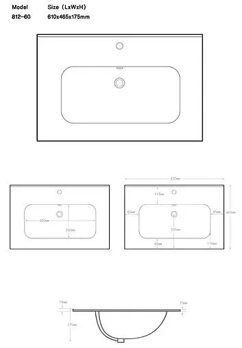 Раковина Aquanet Flat 60 черный матовый 00329253